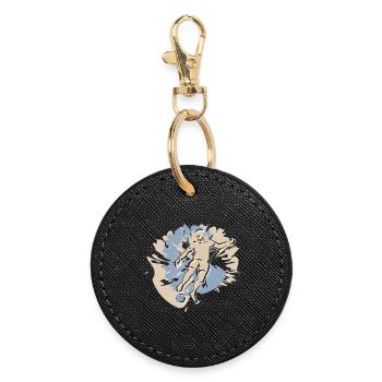 Football players in action while playing football - Round Keyring - black - Front