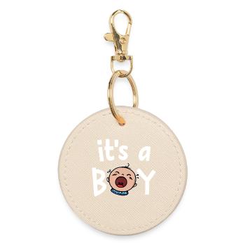 Déclaration de bonheur familial du bébé enceinte né - Porte-clés rond - huître - Devant