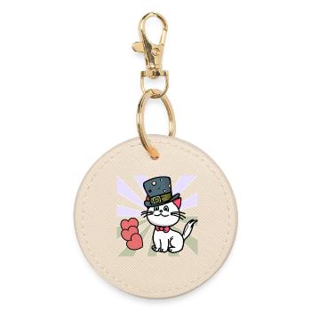Cat Hearts Children Birthday Gift Baby - Round Keyring - oyster - Front