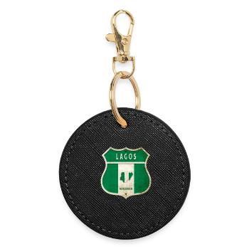 Lagos Nigeria coat of arms flag design - Round Keyring - black - Front