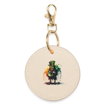 Leprechaun with pot and watercolors - Round Keyring - oyster - Front