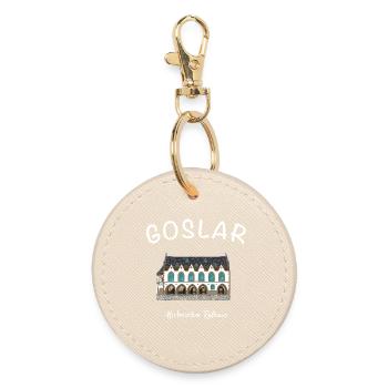 Goslar, iconic historic town hall, - Round Keyring - oyster - Front