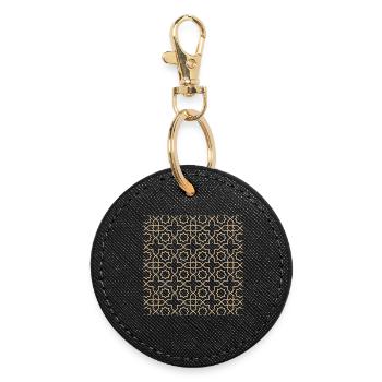Golden Star Lattice Pattern - Round Keyring - black - Front