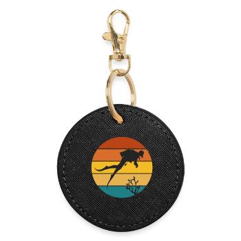 plongée sous marine, plongée - Porte-clés rond - noir - Devant