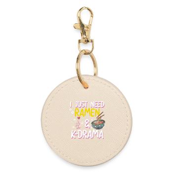 J'ai juste besoin de ramen et de K-drama - Porte-clés rond - huître - Devant