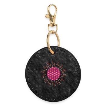 Sun mandala pink - Round Keyring - black - Front