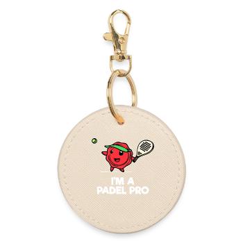 Padel-Tennis Sport Spieler Racket Ball Statement - Runder Schlüsselanhänger - Auster - Vorne