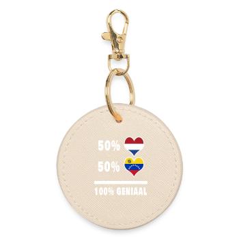 Venezuela and the Netherlands 100% Genius flag - Round Keyring - oyster - Front