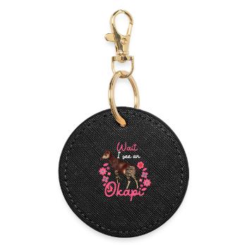 Wait I See An Okapi - Round Keyring - black - Front