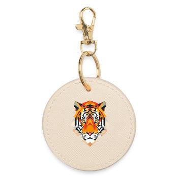 Stilisierter Tiger, geometrisch - Runder Schlüsselanhänger - Auster - Vorne