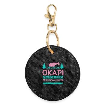 Okapi wild giraffes design - Round Keyring - black - Front