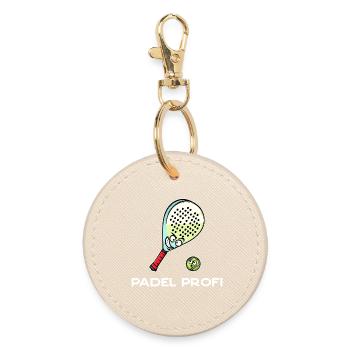 Sports Racket Balls Statement Padel Padel Game - Round Keyring - oyster - Front