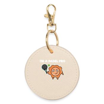 Padel Player Balls Racket Padel Game Statement - Round Keyring - oyster - Front