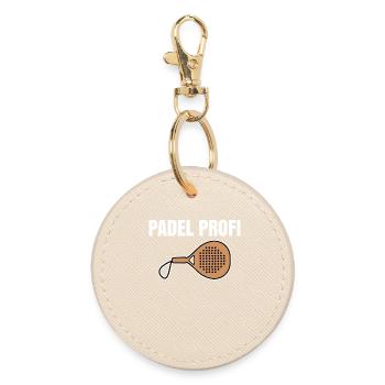 Racket Padel Player Statement Padel Game Sports - Round Keyring - oyster - Front