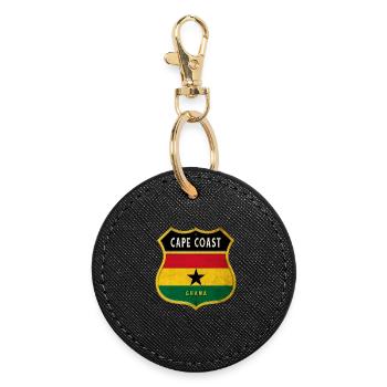 Cape Coast Ghana coat of arms flag design - Round Keyring - black - Front