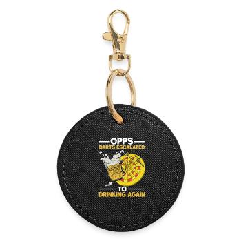 Dart beer pub design - Round Keyring - black - Front