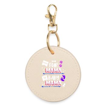 Pacifier Mom Statement Pregnancy Pregnant - Round Keyring - oyster - Front