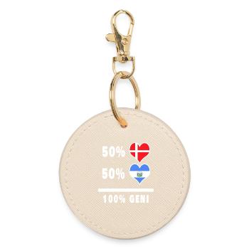 El Salvador and Denmark 100% genius flag - Round Keyring - oyster - Front