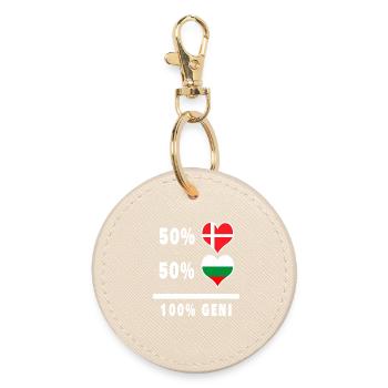 Bulgaria and Denmark 100% genius flag - Round Keyring - oyster - Front