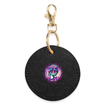 Chaos? Le chat rend tout meilleur! - Porte-clés rond - noir - Devant