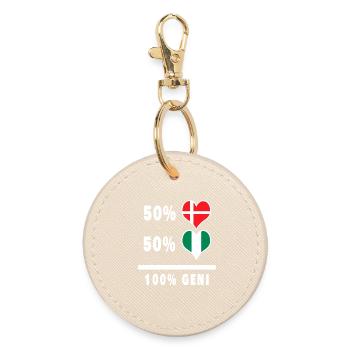 Nigeria and Denmark 100% genius flag - Round Keyring - oyster - Front