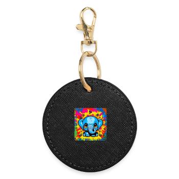 Power of an Elephant, Love of a Baby - Round Keyring - black - Front