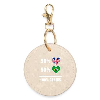 Brazil and Great Britain 100% Genius Flag - Round Keyring - oyster - Front