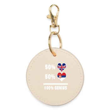 Serbie et Grande-Bretagne 100% Genius Flag - Porte-clés rond - huître - Devant