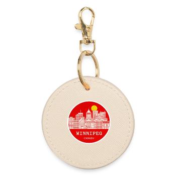 Winnipeg City Skyline Circle - Round Keyring - oyster - Front