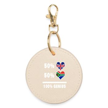 South Africa and Great Britain 100% Genius Flag - Round Keyring - oyster - Front