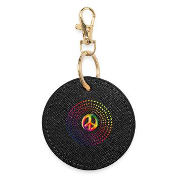vibrating peace symbol in bright colors - Round Keyring - black - Front