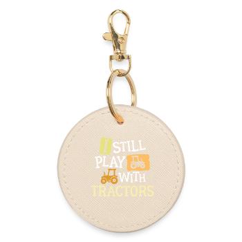 Farmer Statement Arable Farming Tractor Field Commercial Vehicle - Round Keyring - oyster - Front
