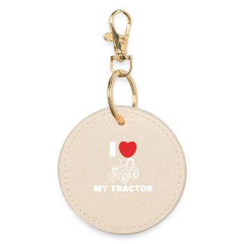 I Love Tractor Commercial Vehicle Heart Statement Field - Round Keyring - oyster - Front