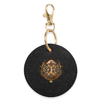 magisches Amulett mit goldenen Schlangen Symbol - Runder Schlüsselanhänger - Schwarz - Vorne