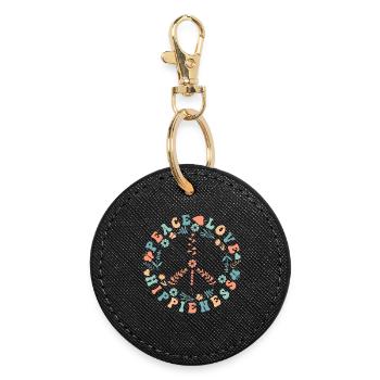 Peace Love Hippieness - Cute Hippie Peace Sign - Round Keyring - black - Front