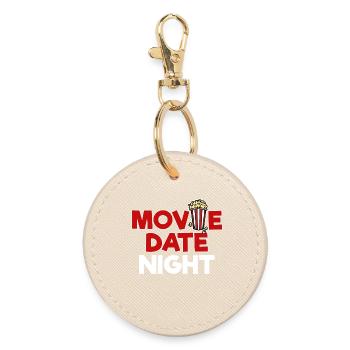 Popcorn Statement Movies Cinema Night Streaming - Round Keyring - oyster - Front