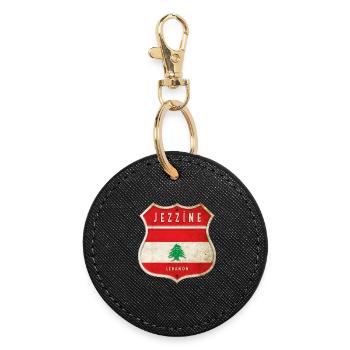Design du drapeau des armoiries de Jezzine, Liban - Porte-clés rond - noir - Devant