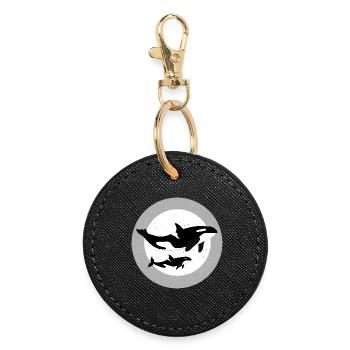 Wal und Orca Illustration - Runder Schlüsselanhänger - Schwarz - Vorne