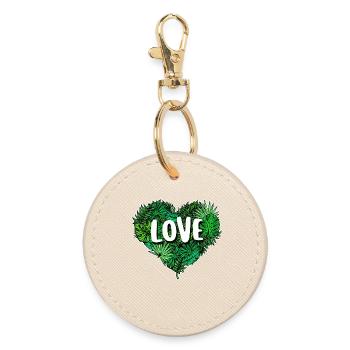Heart Earth Mother Nature Saying Nature Conservation Environment - Round Keyring - oyster - Front