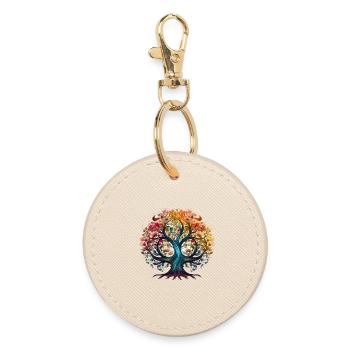 Tree of Life Artistic Colorful Design - Round Keyring - oyster - Front