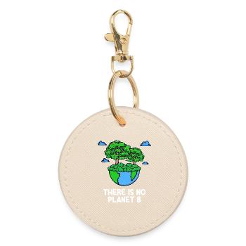 Mother Earth Planet Statement Tree Conservation - Round Keyring - oyster - Front