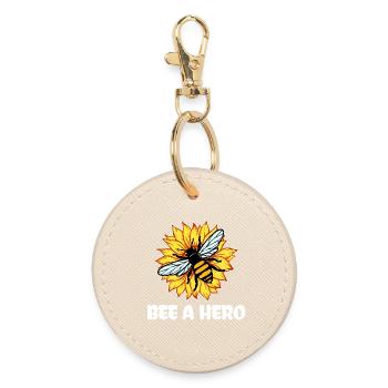 Earth Bee Statement Species Conservation Environment Nature - Round Keyring - oyster - Front