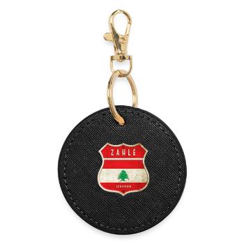 Design du drapeau des armoiries de Zahlé, Liban - Porte-clés rond - noir - Devant