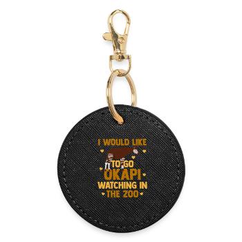 Okapi in harmony with nature - Round Keyring - black - Front