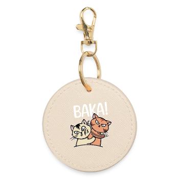 Baka Saying Cartoon Cat Anime Manga Comic - Round Keyring - oyster - Front