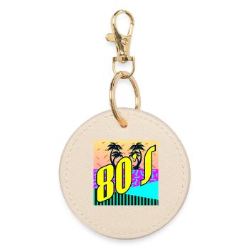 80s Party - 80s EIGHTIES RETRO STYLE - Round Keyring - oyster - Front