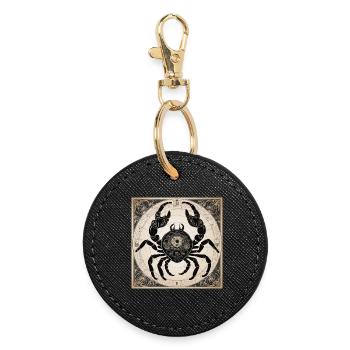 Zodiac Cancer - Round Keyring - black - Front