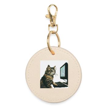 Pixelhackercat - Runder Schlüsselanhänger - Auster - Vorne