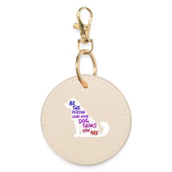 Dog Pets Statement Pet Favorite Animal - Round Keyring - oyster - Front