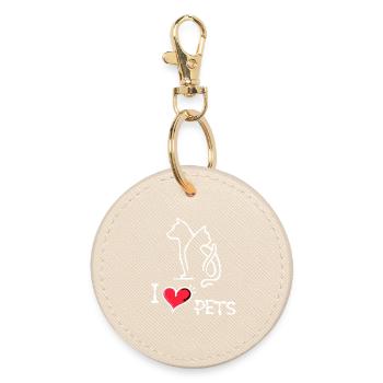 Chat J’aime les animaux de compagnie Chien Déclaration Animaux - Porte-clés rond - huître - Devant